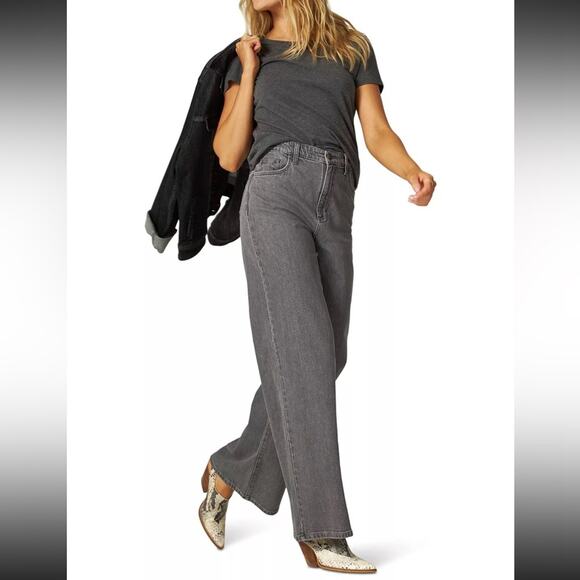 NWT Lee Women's High Rise Wide Leg Slouch Jean Charcoal Size 27 - Picture 3 of 10
